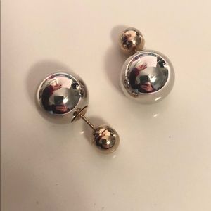 Dior Tribales Double Stud Earrings Silver/Gold